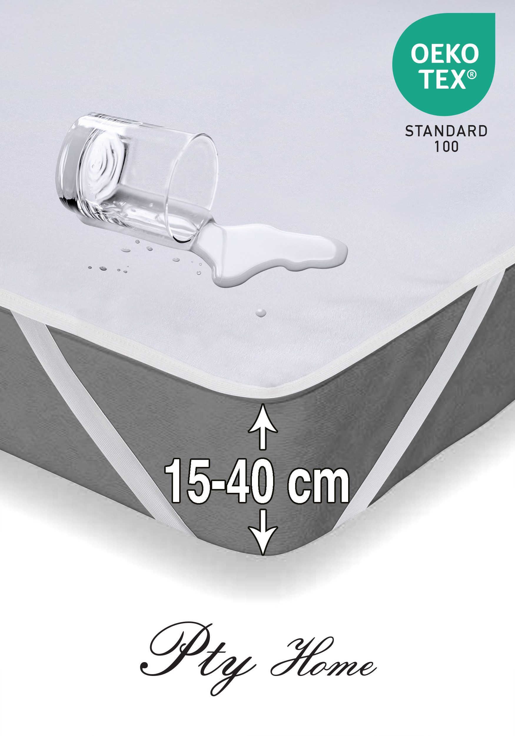 Matratzenschoner Matratzenauflage wasserdicht & atmungsaktiv für Boxspringbett - Topper PTY HOME, Baumwolle wasserdichte Bettunterlage, Oeko Tex Zertifiziert