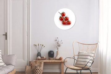 MuchoWow Wandsticker Rote und glänzende Tomaten vor einem weißen Hintergrund (1 St), Tapetenkreis für Kinderzimmer, Tapetenaufkleber, Rund, Wohnzimmer