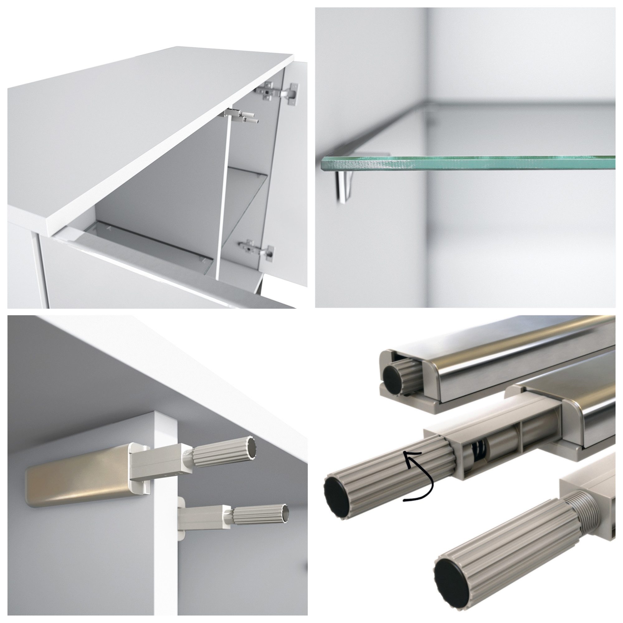 Vladon Kommode Grömitz V3 (Moderner Küchenschrank, mit 2 großen Glastüren), Weiß matt / Eiche Natur (92,5 x 75.5 x 35)