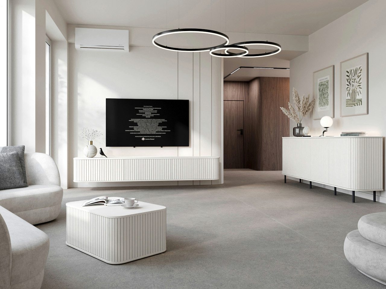 MOEBLINE Wohnwand Wohnzimmer Set ZILLO 2 weiß