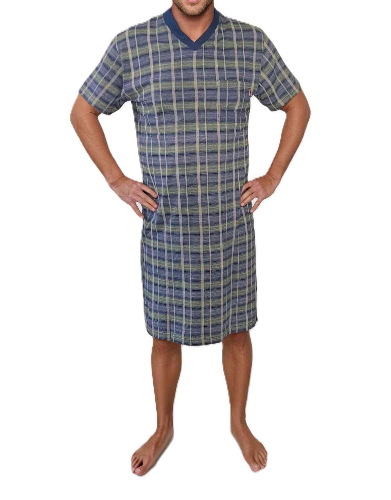 Pyjama Normann Herren kurzarm Nachthemd im edlen Look