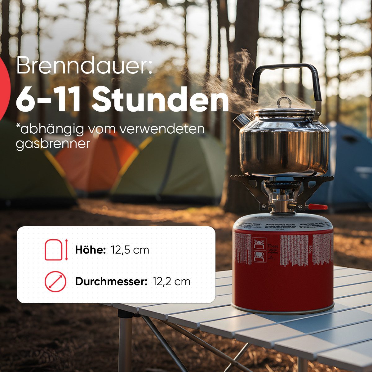 EVOCAMP Gaskartusche 6x Butangas Kartuschen 500g, Schraubkartusche mit Butan/ Propan Gas, 6 St.