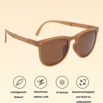 Rnemitery Sonnenbrille Faltbare Vintage Polarisierte Sonnenbrille für Damen UV400 Schutz