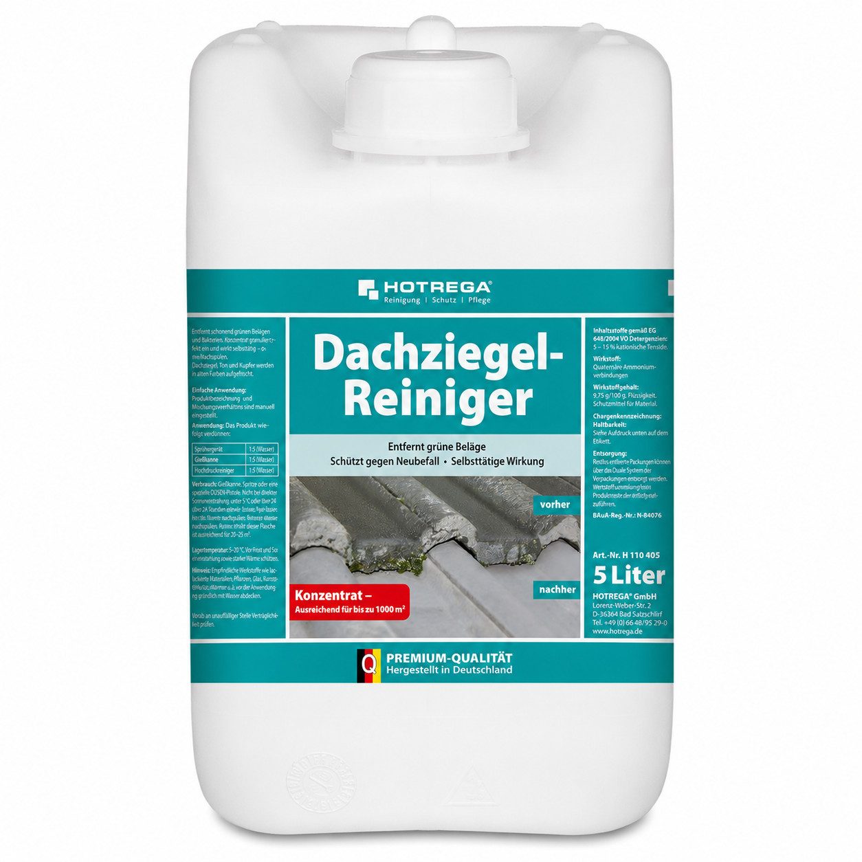 HOTREGA® Dachziegel Reiniger Grünbelagentferner Steinreiniger Dachreiniger 5L Universalreiniger