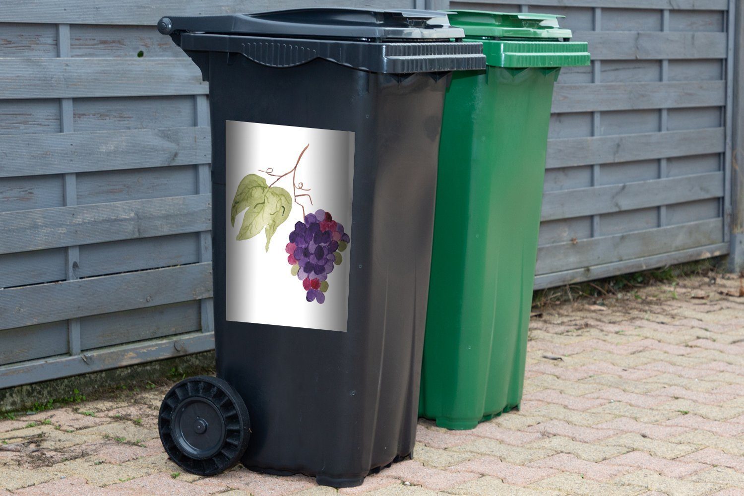 - - Blätter Container, Sticker, Wandsticker Mülleimer-aufkleber, Weintrauben Zweig MuchoWow Mülltonne, Abfalbehälter (1 St), - Aquarell