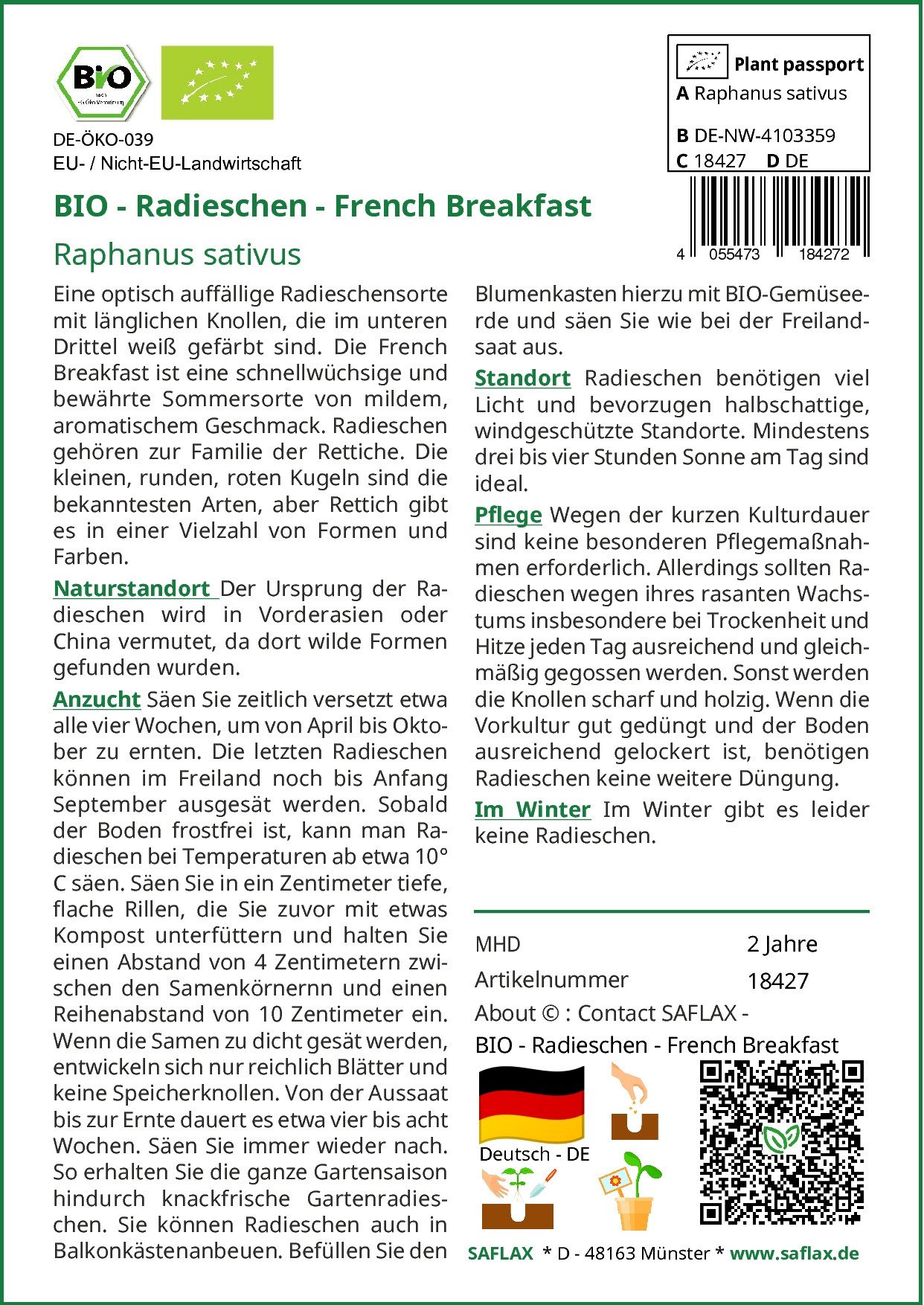 Thumbnail - SAFLAX Gemüsesamen SAFLAX - Samen - BIO - Radieschen - French Breakfast