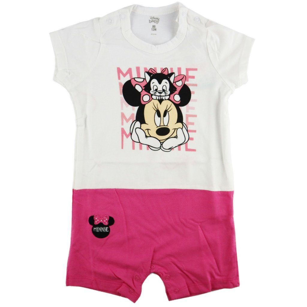 Disney Minnie Mouse Kurzarmwickelbody Minnie Maus Baby Kurzarm Body Strampler Gr. 62 bis 92, 100% Baumwolle Rosa