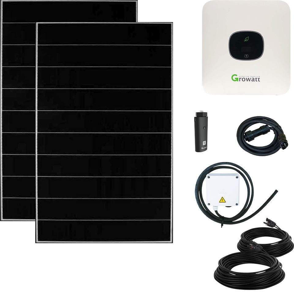 Lieckipedia 600 Watt Plug & Play Solaranlage mit Growatt Wechselrichter, Aufputzst Solar Panel, Schindeltechnik