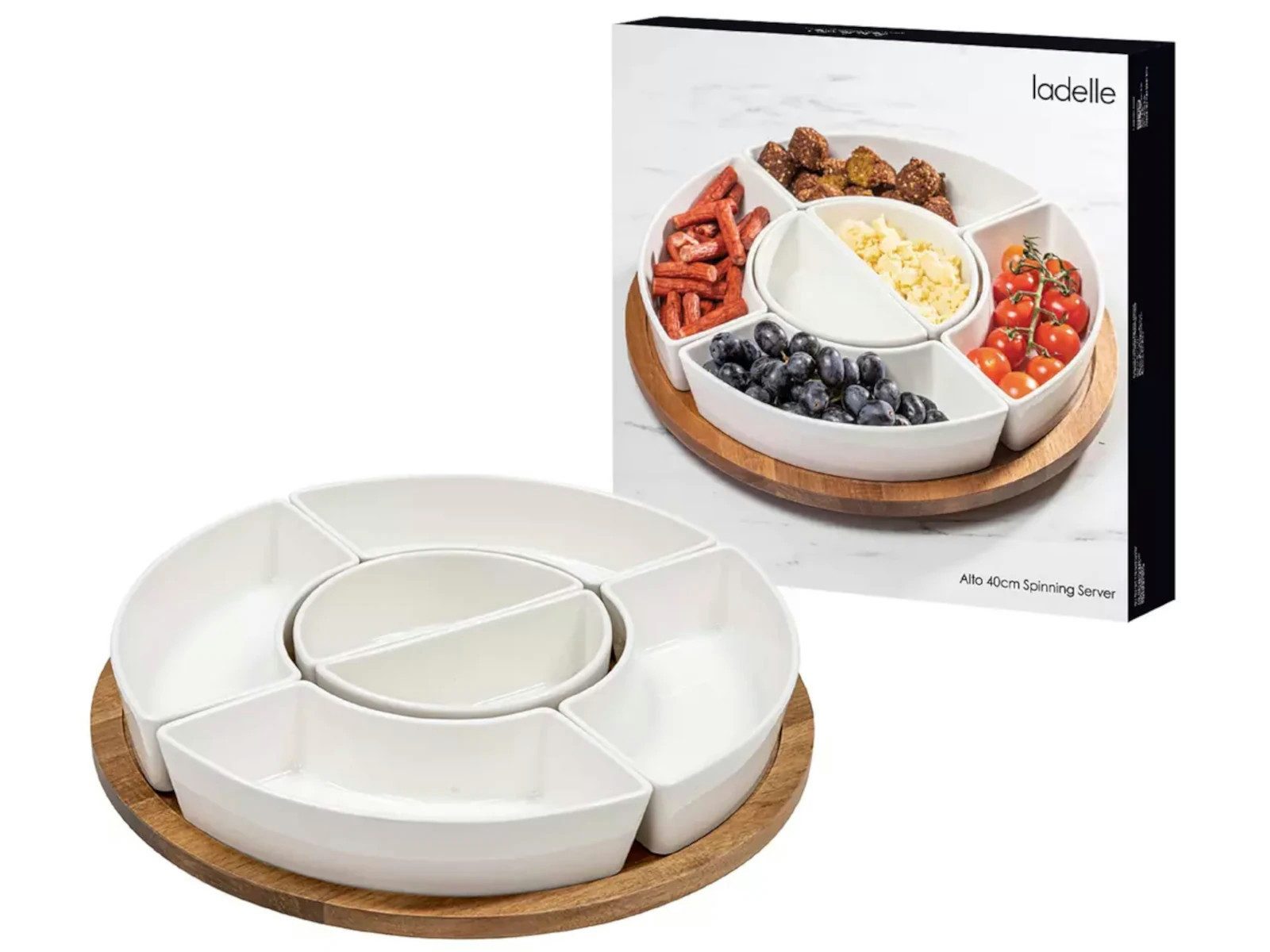 Ladelle Servierschale Alto Serve & Share weiß Drehteller 41cm, Porzellan / Eisen, (Serviersets)