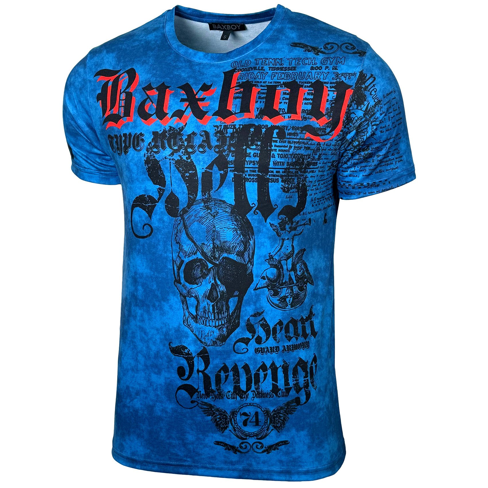 Baxboy T-Shirt Baxboy T-Shirt Oil Washed Totenkopf mit All-Over Print B-06 günstig online kaufen