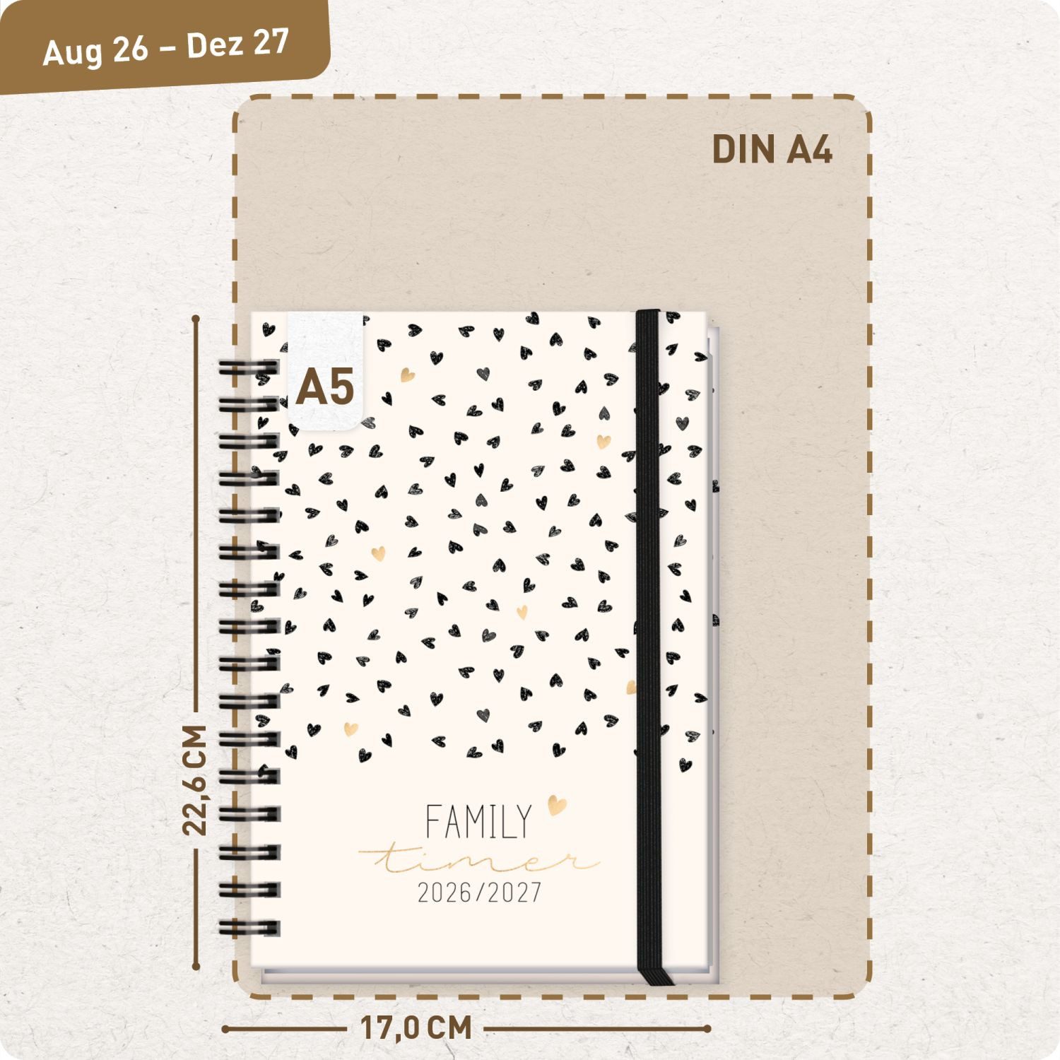 Häfft Terminkalender Family-Timer 2026/2027 / 17 Monate / A5, Wire-O-Bindung – Bild 3 von 5