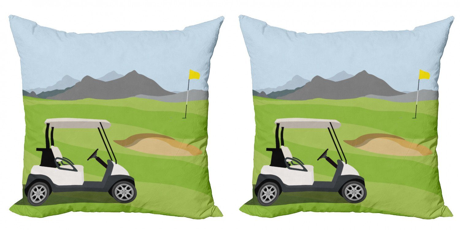 Golfplatz-Szene Doppelseitiger (2 Digitaldruck, Kissenbezüge Modern Accent Stück), Auto-Feld-Flagge Abakuhaus