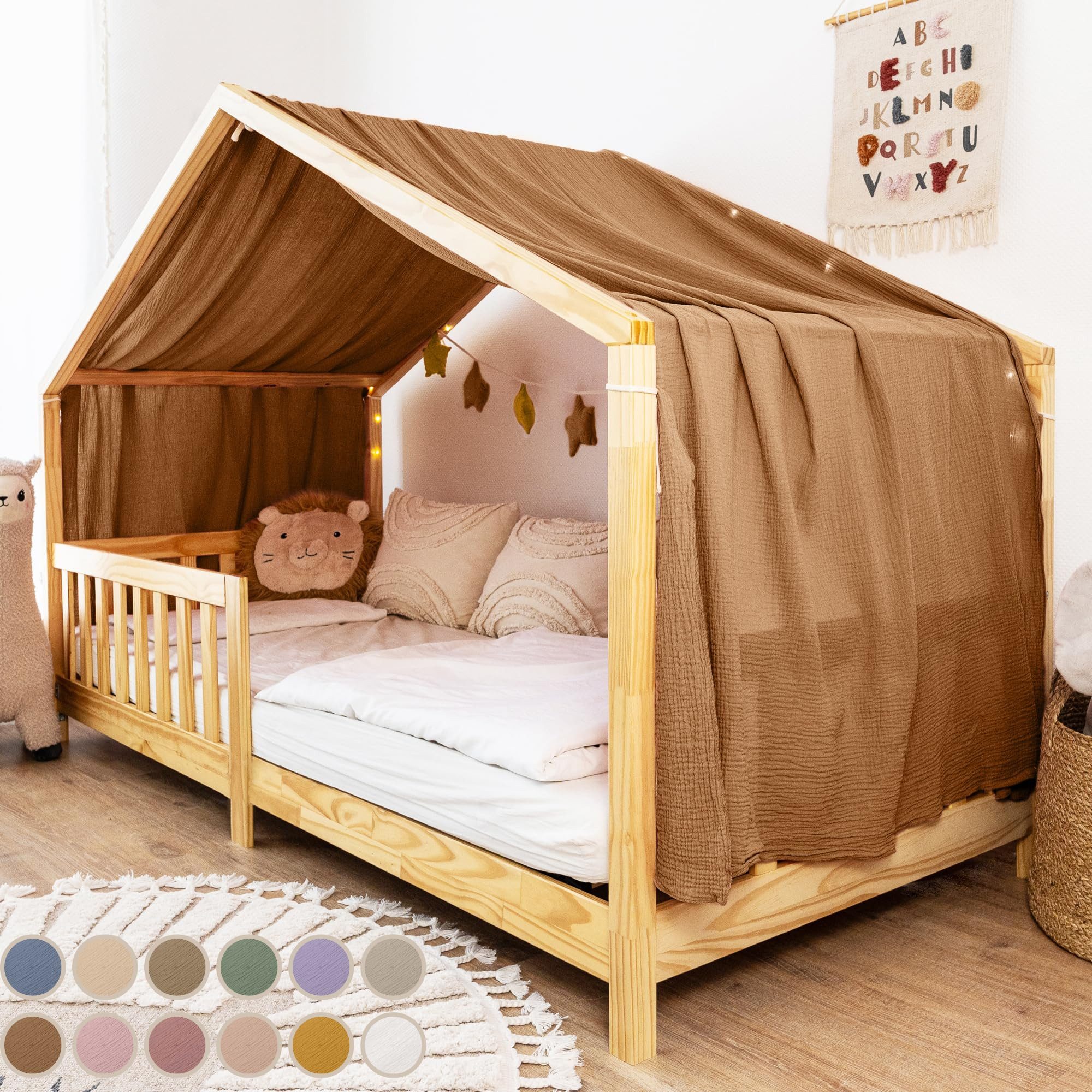 Betthimmel Betthimmel aus Musselin - Hausbett Deko für Mädchen & Jungen