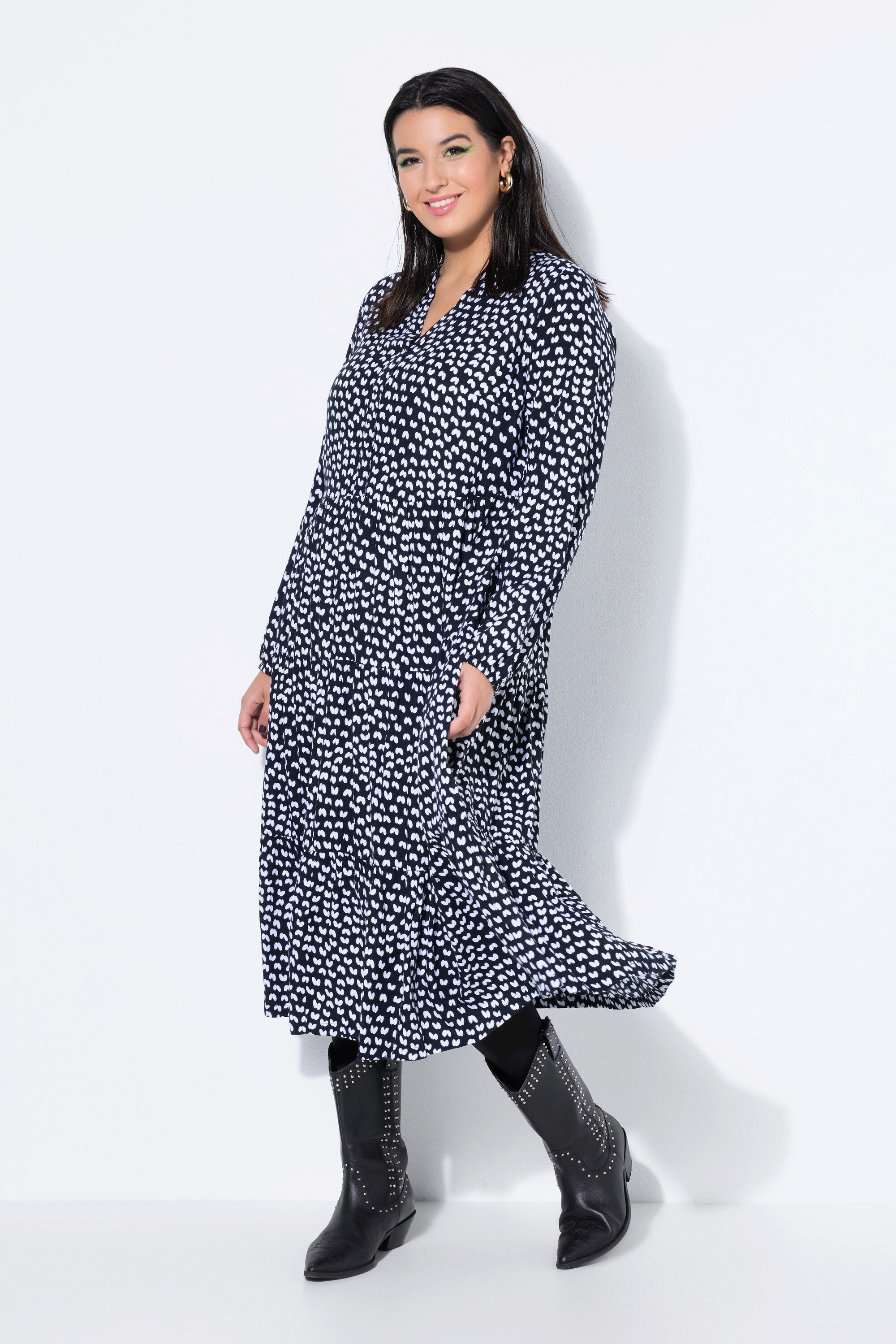 Maxikleid Maxikleid A-Line Black&White-Print