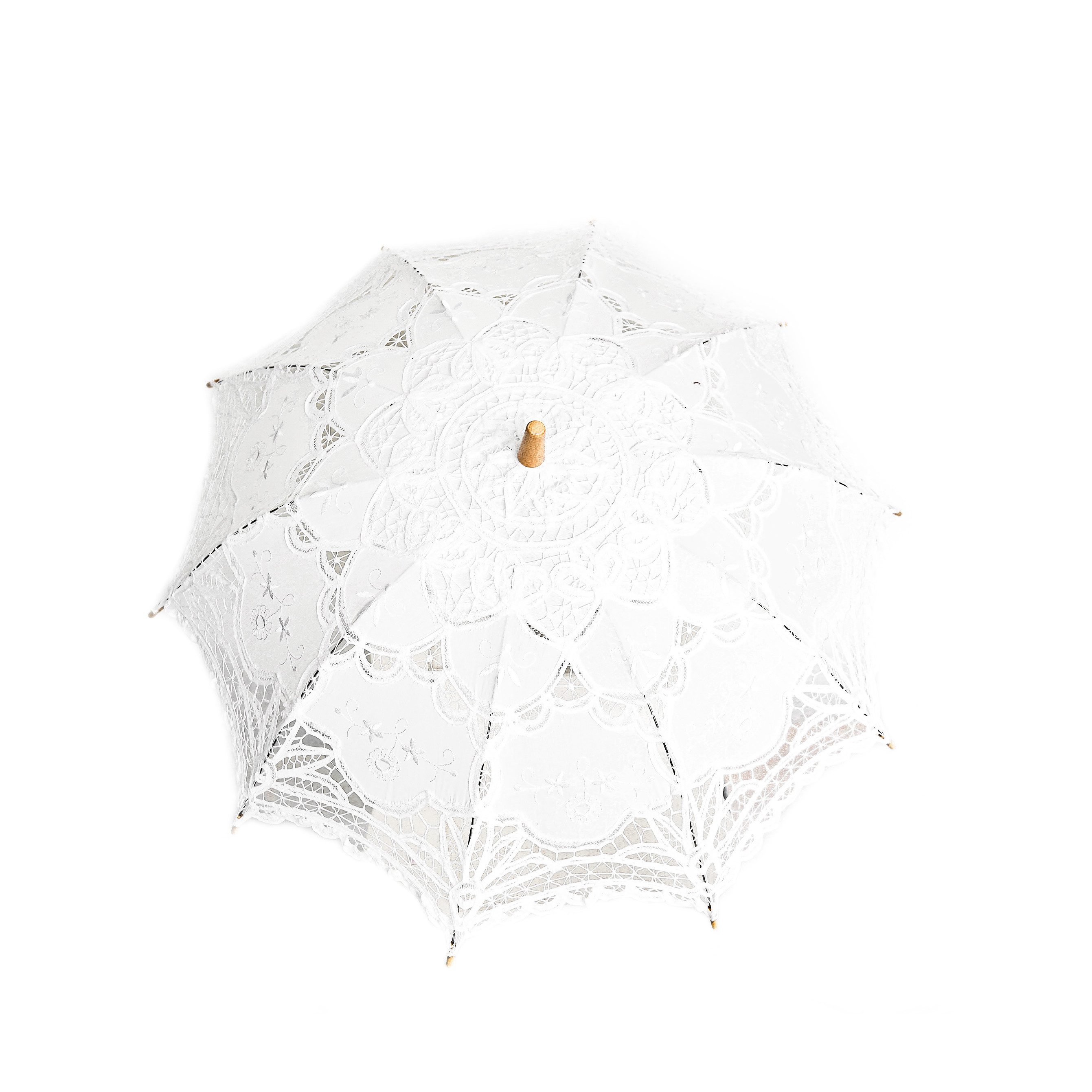 Susino Stockregenschirm Handgemachte Brautschirme mit Spitze für Hochzeitfeier