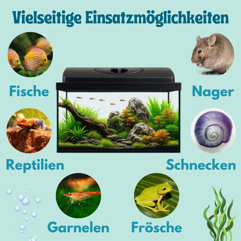 GarPet Aquarium Aquarium 40x25x25 25 L Starterset Becken mit Abdeckung LED Beleuchtung