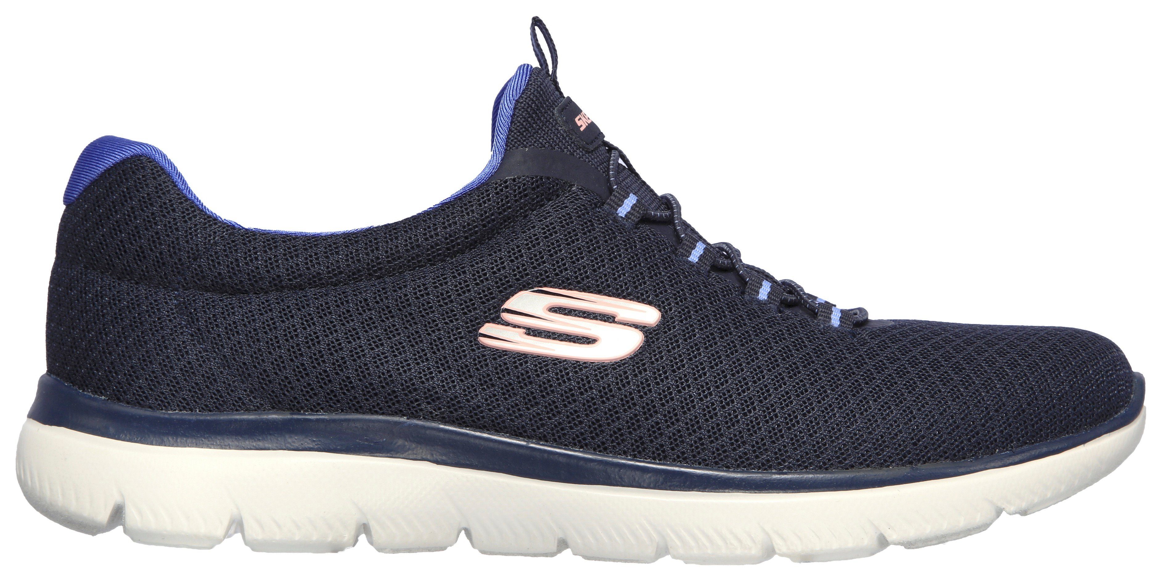 Skechers SUMMITS navy-blau Kontrast-Details dezenten Slip-On mit Sneaker