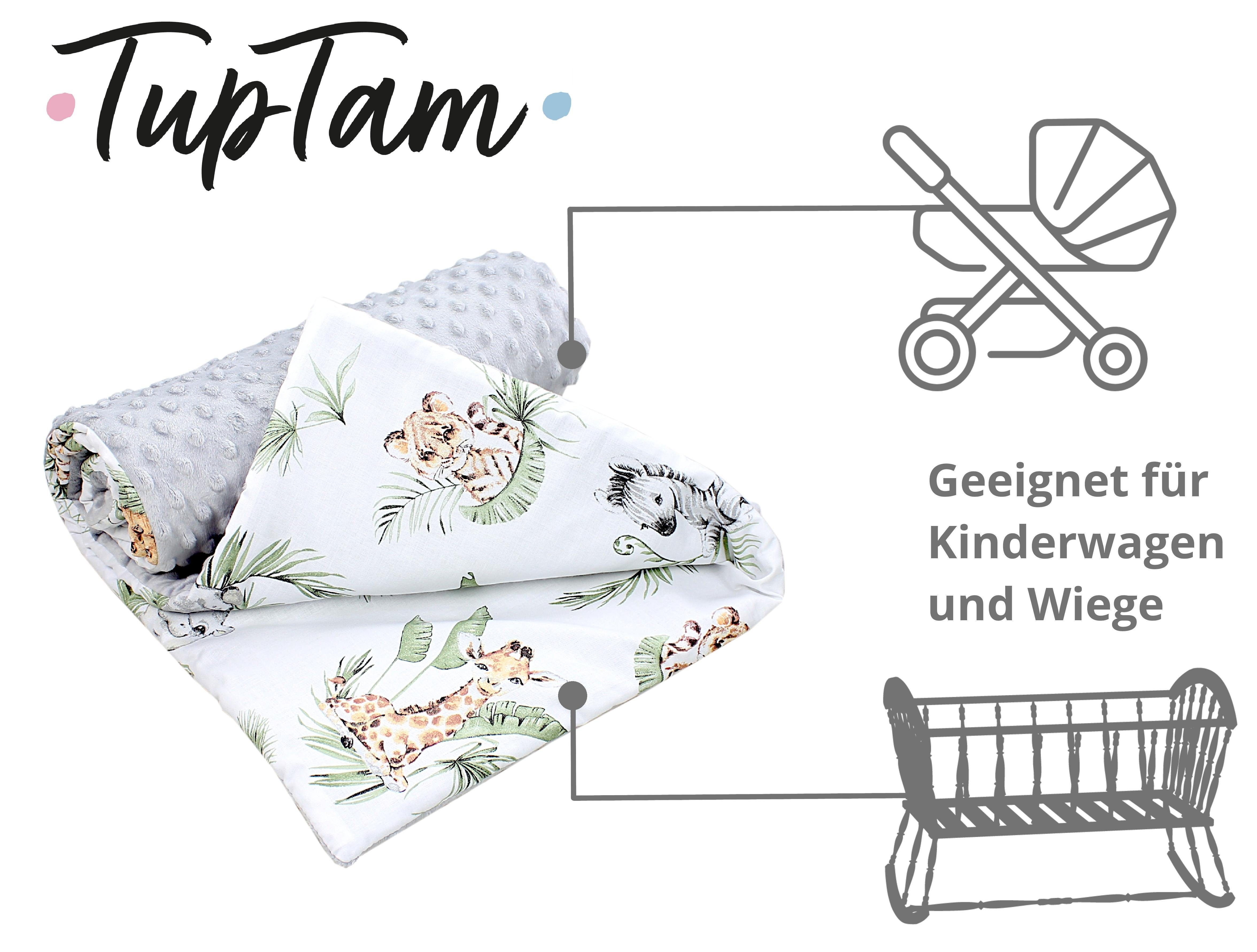 Baby Decke 85x85 Einschlagdecke / für Einschlagdecke Babyschale Blätter / Safari / Autositz 2er Löwe Minky, Braun / SET Grün TupTam