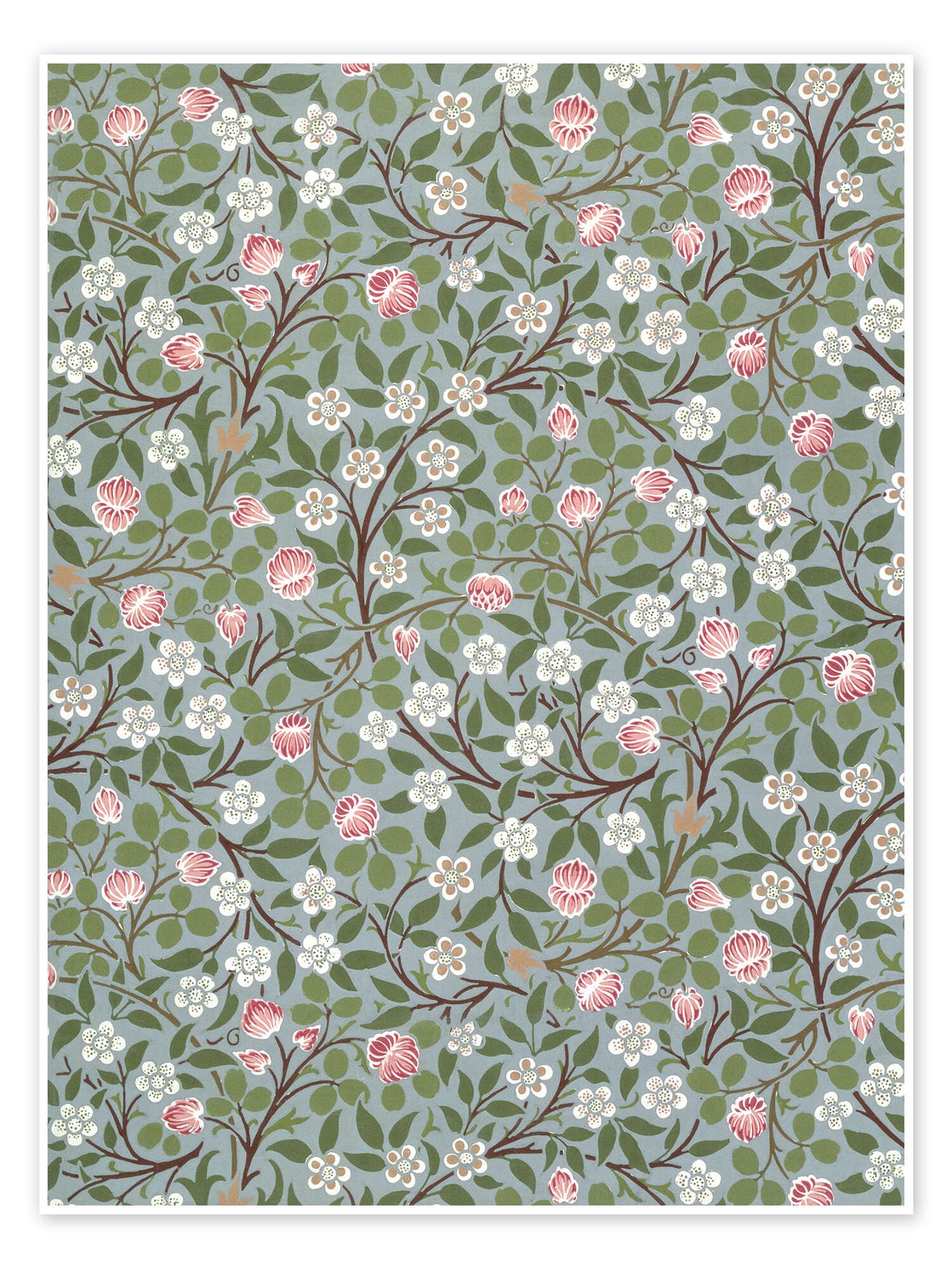 Posterlounge Wandbild Kleine rosa und weiße Blumen, William Morris, erhältlich als Poster, Leinwandbild, Wandsticker oder Acrylglasbild
