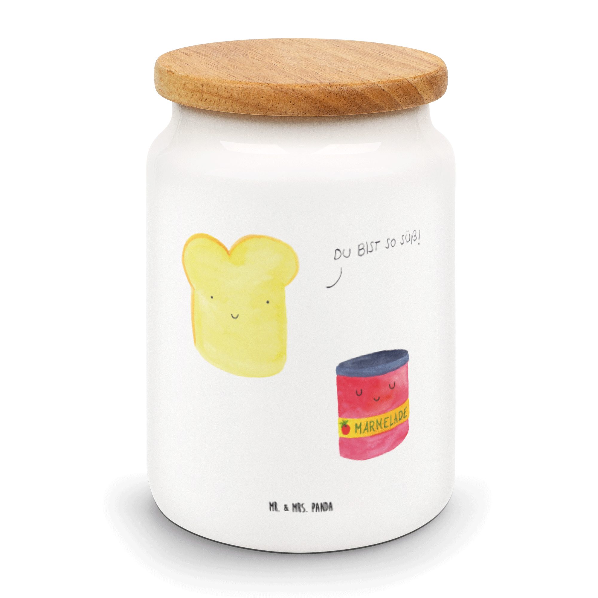 Mr. & Mrs. Panda Vorratsdose Toast & Marmelade - Weiß - Geschenk, Tiermotive, Keramikdose, Küche D, Keramik, (1-tlg) | Vorratsdosen