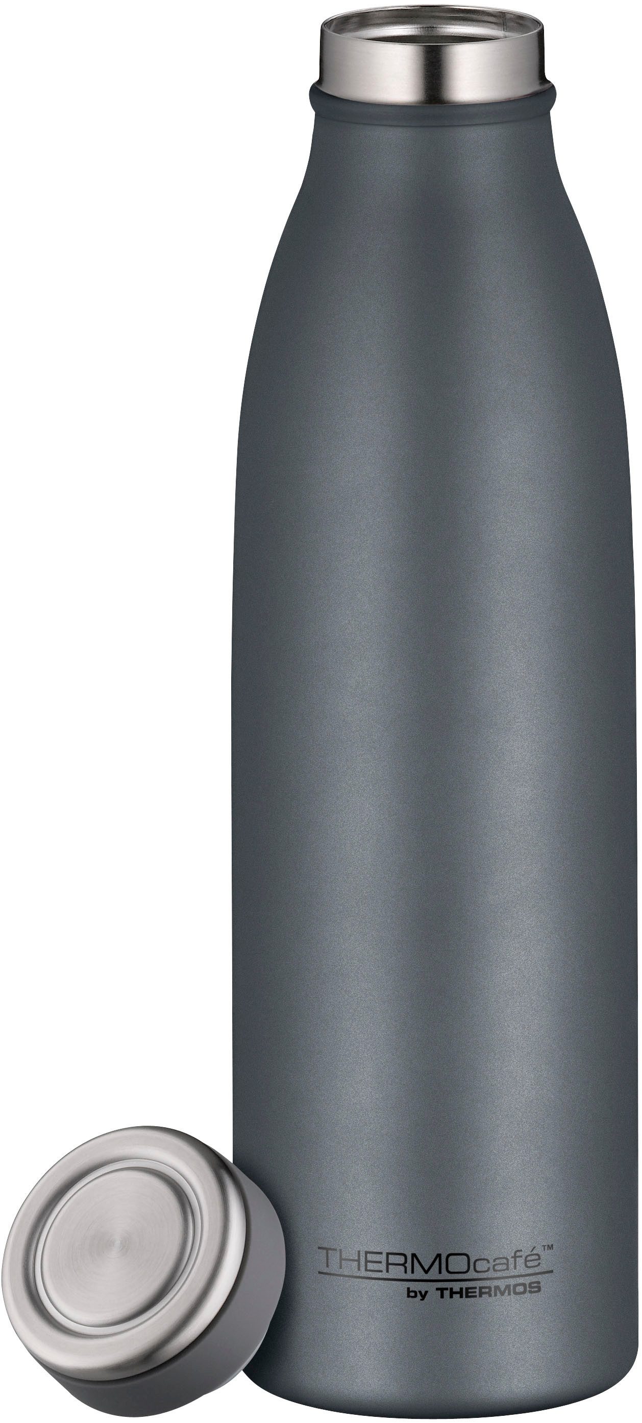 THERMOcafé Isolierflasche TC BOTTLE, aus doppelwandigem Edelstahl, spülmaschinenfest, gummierter Drehverschluss, absolut dicht bei Kohlensäure