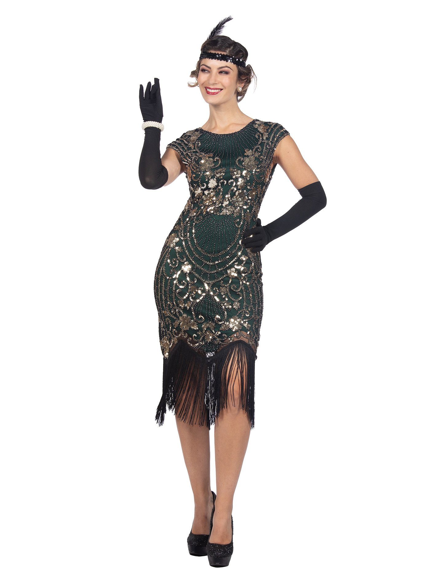 Metamorph Kostüm 20er Jahre Cocktailkleid tannengrün, Fühle Dich wie ein kl günstig online kaufen