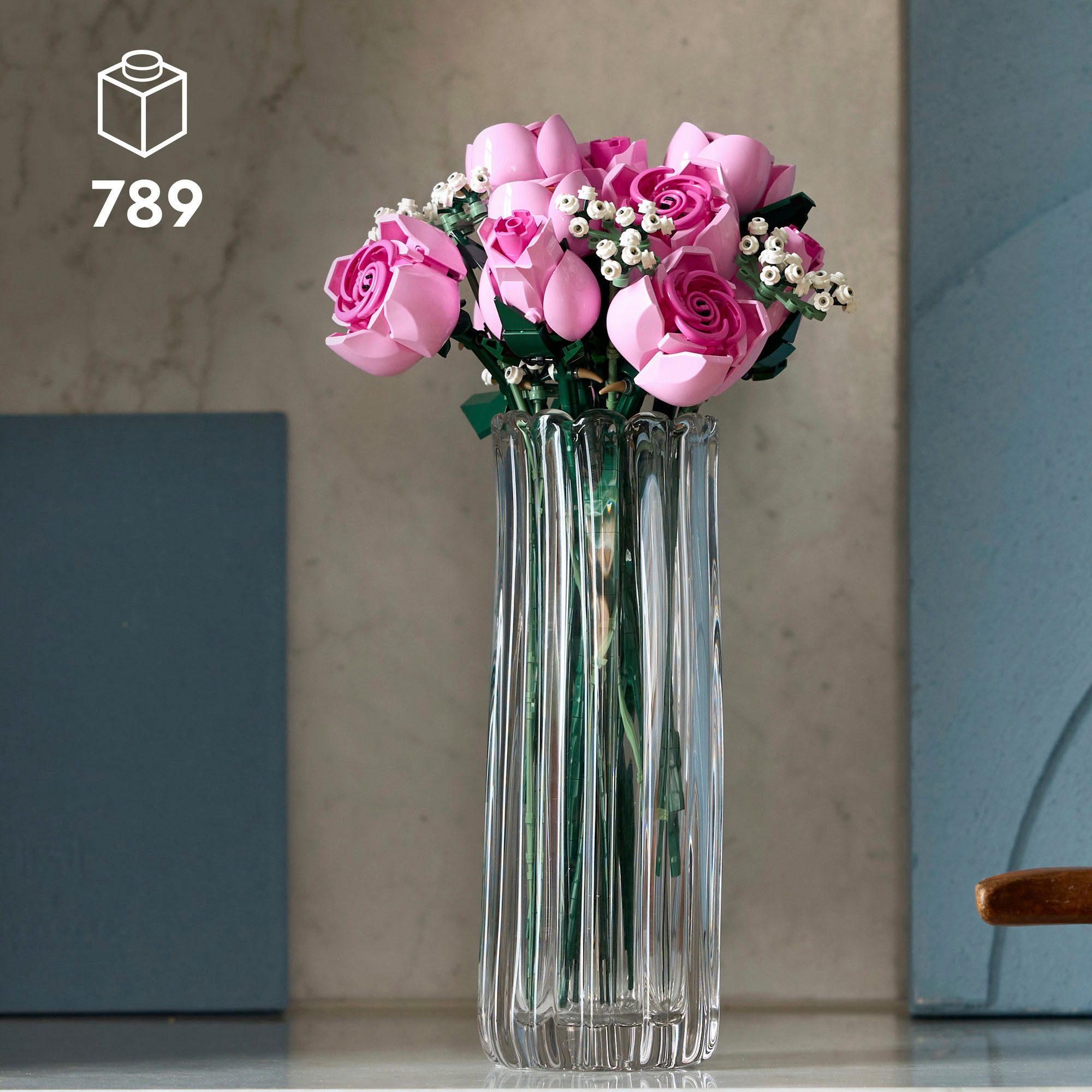 LEGO® Rosa Rosenstrauß (10374), LEGO Botanicals Konstruktionsspielsteine, (789 St), Blumen, Made in Europe