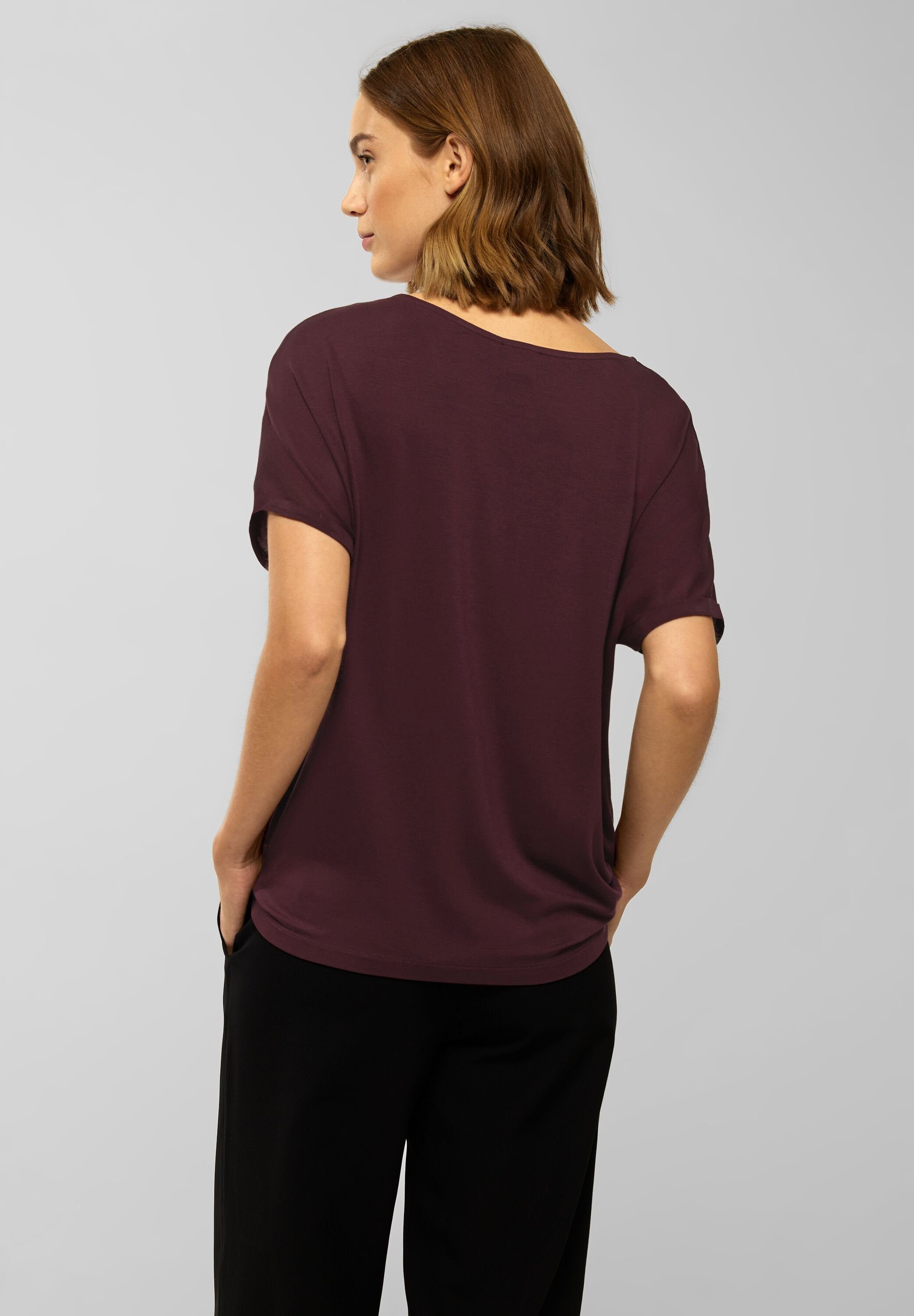 ONE STREET Schnitt purple lockeren brown im T-Shirt