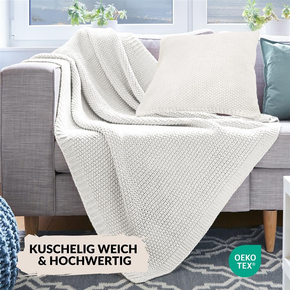 Wohndecke Strickdecke 130x170 Kuscheldecke Wohnzimmer Flauschige Kuschel Decke, Carpe Sonno, OEKO-TEX Wohnzimmerdecke Strick - Kissenbezug passend erhältlich – Bild 3 von 5
