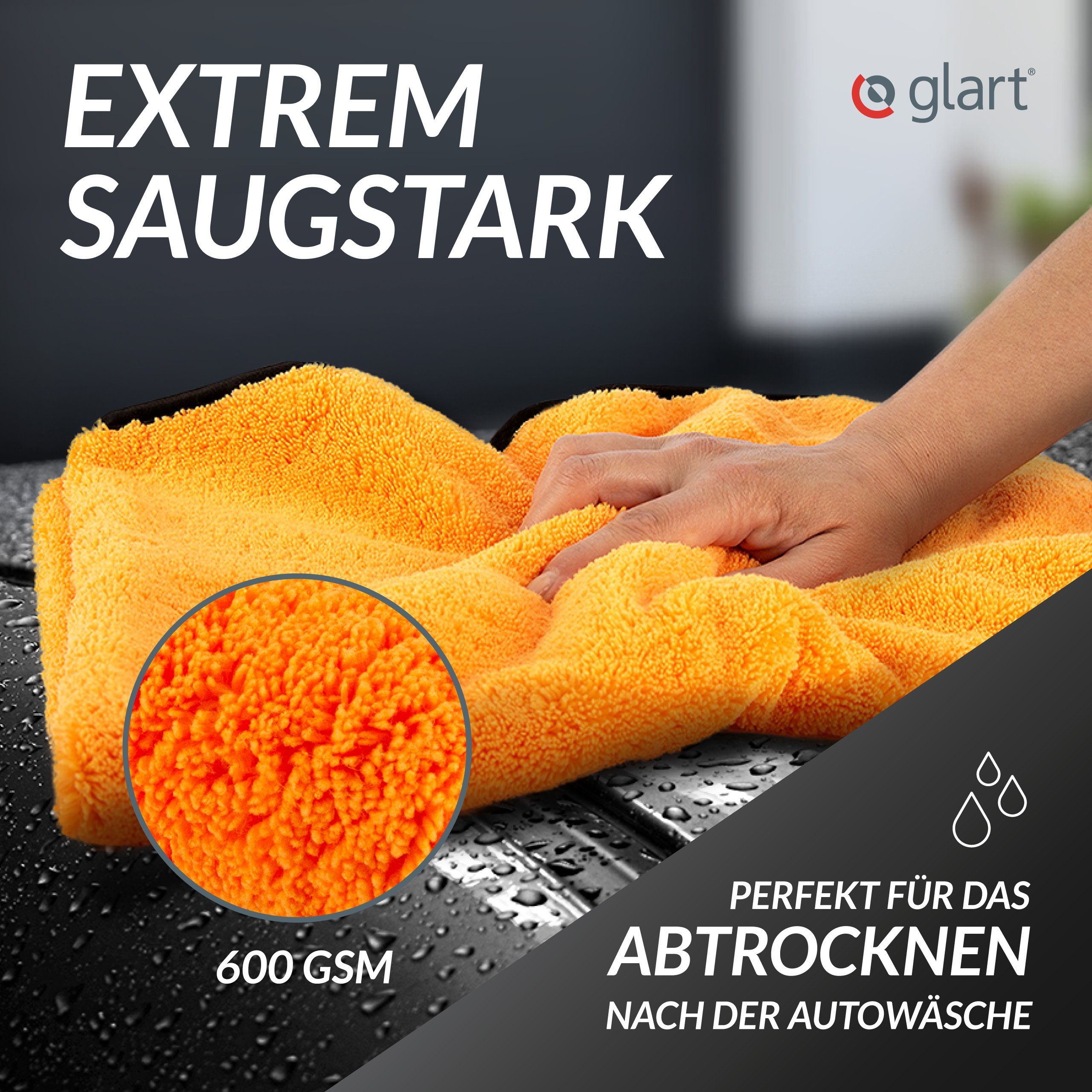 Glart 44WG Auto Trockentuch XXL Microfasertuch Autopflege Poliertuch 60x90cm Mikrofasertuch (70% Polyester, 30% Polyamid, 60x90 cm)