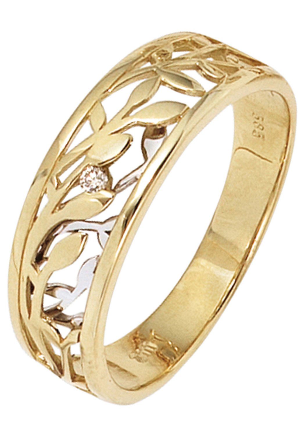 JOBO Solitärring, 585 Gold bicolor mit Diamant 0,02 ct.