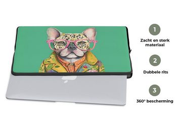 MuchoWow Laptop-Hülle Bulldogge - Brille - Design - Hund - Tiere 13.3 Zoll, Laptopsleeve, weiches Innenfutter zum Schutz Kratzern, Laptoptasche