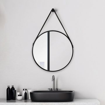 Talos Badspiegel Black Style, Durchmesser: 50 cm, mattschwarz lackiert