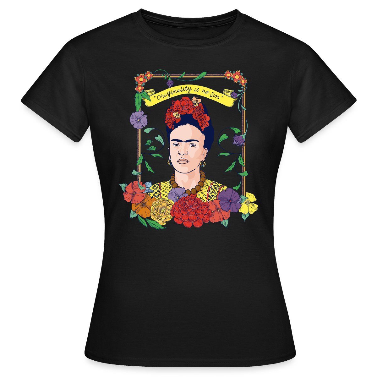 Spreadshirt T-Shirt Frida Kahlo Mit Rahmen günstig online kaufen