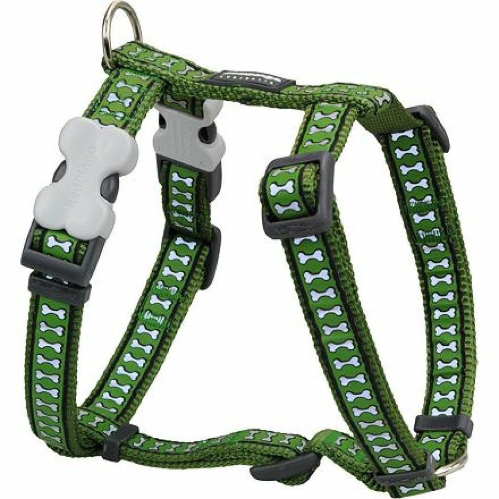 Red Dingo Hunde-Geschirr Gurtzeug RD 12 mm x 30-44 cm - Bones Rfx - Grün