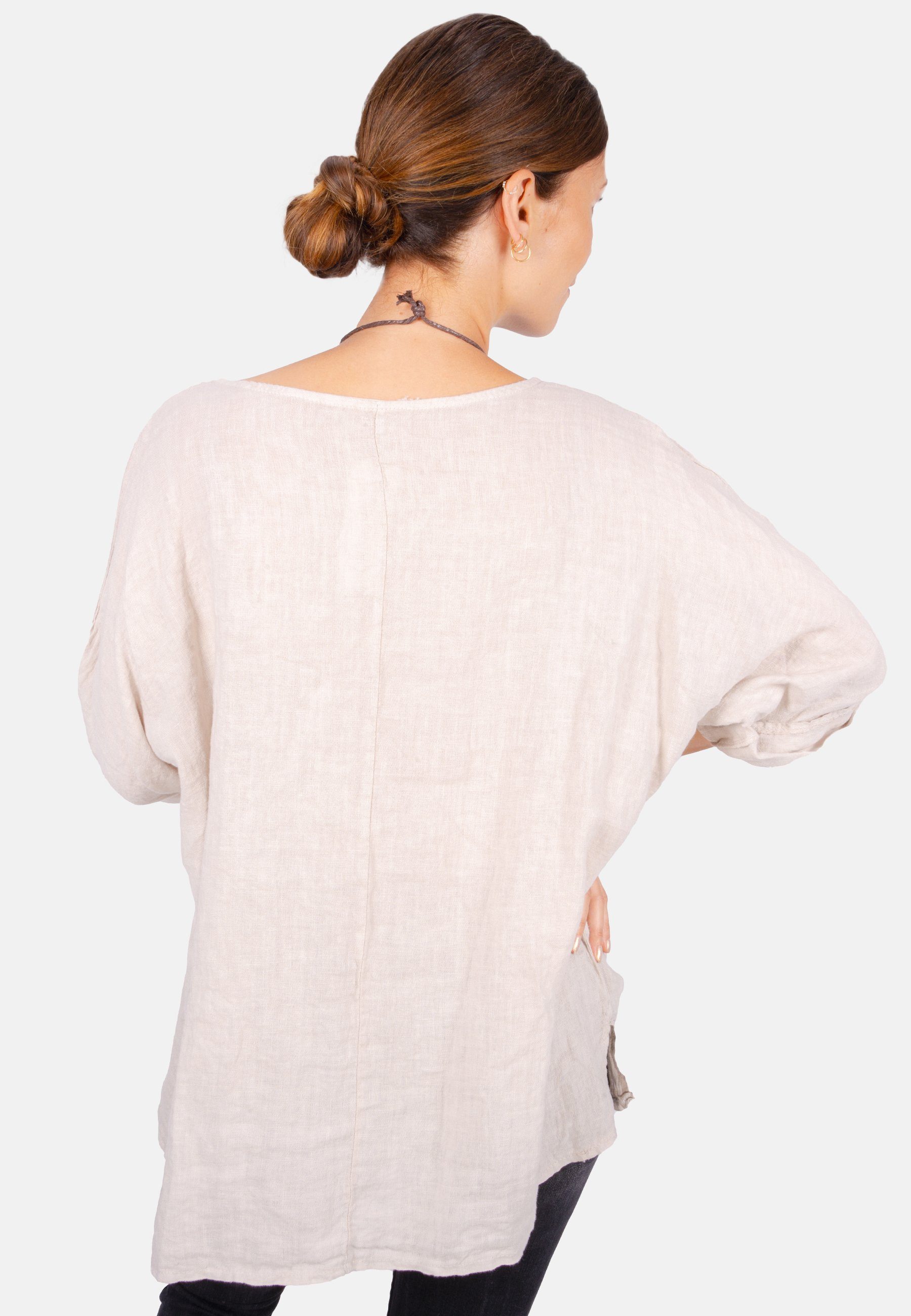 Seasons of April Kurzarmbluse LINA OVERSIZED Weit geschnittene Leinenbluse