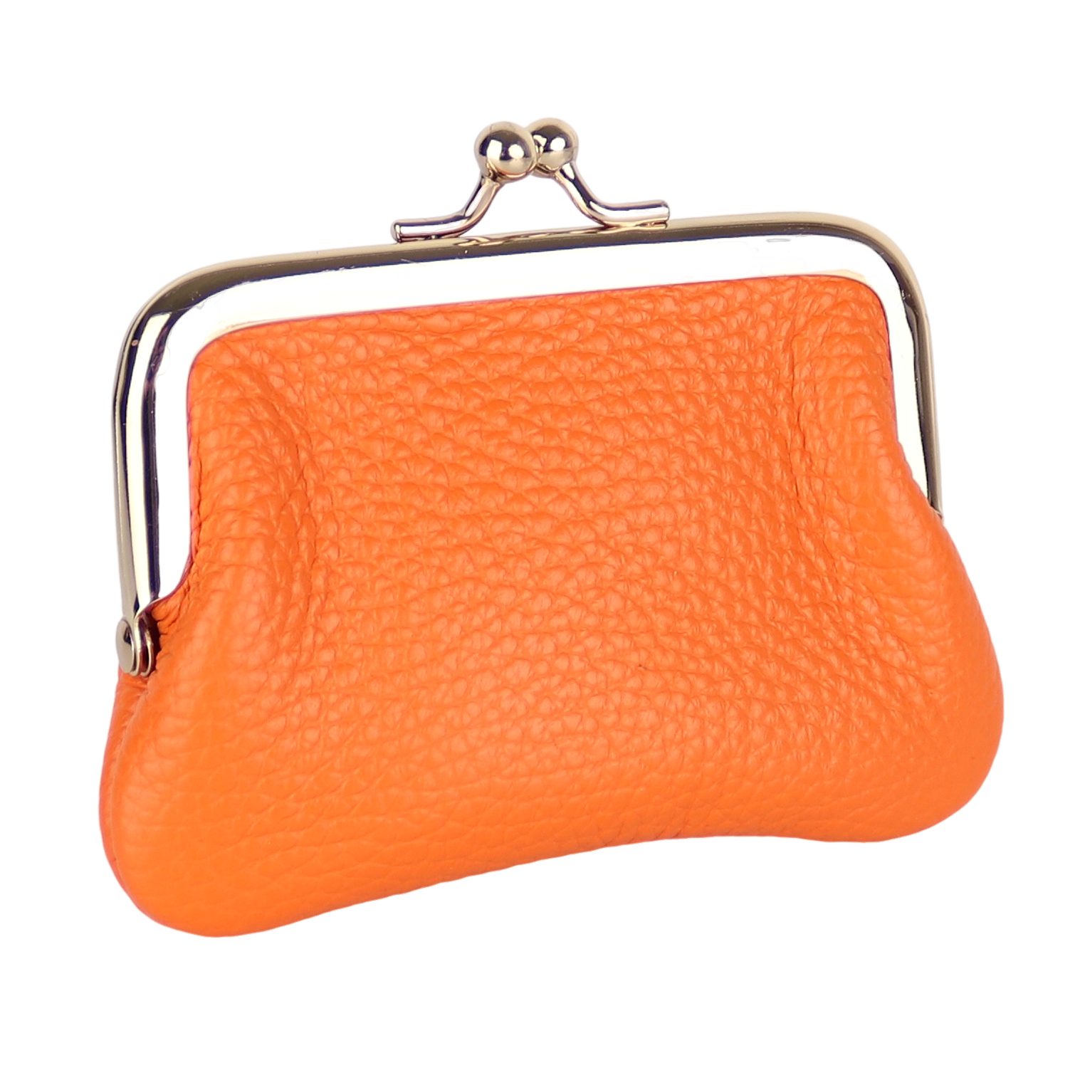 MIRROSI Mini Geldbörse Kleines Mittelgroßes Portemonnaie MADE IN ITALY Echtleder (11x7,5x2cm BxHxT), (Goldfarbene Klippverschluss-Knipsbörse), viele tolle Trendfarben zur Auswahl