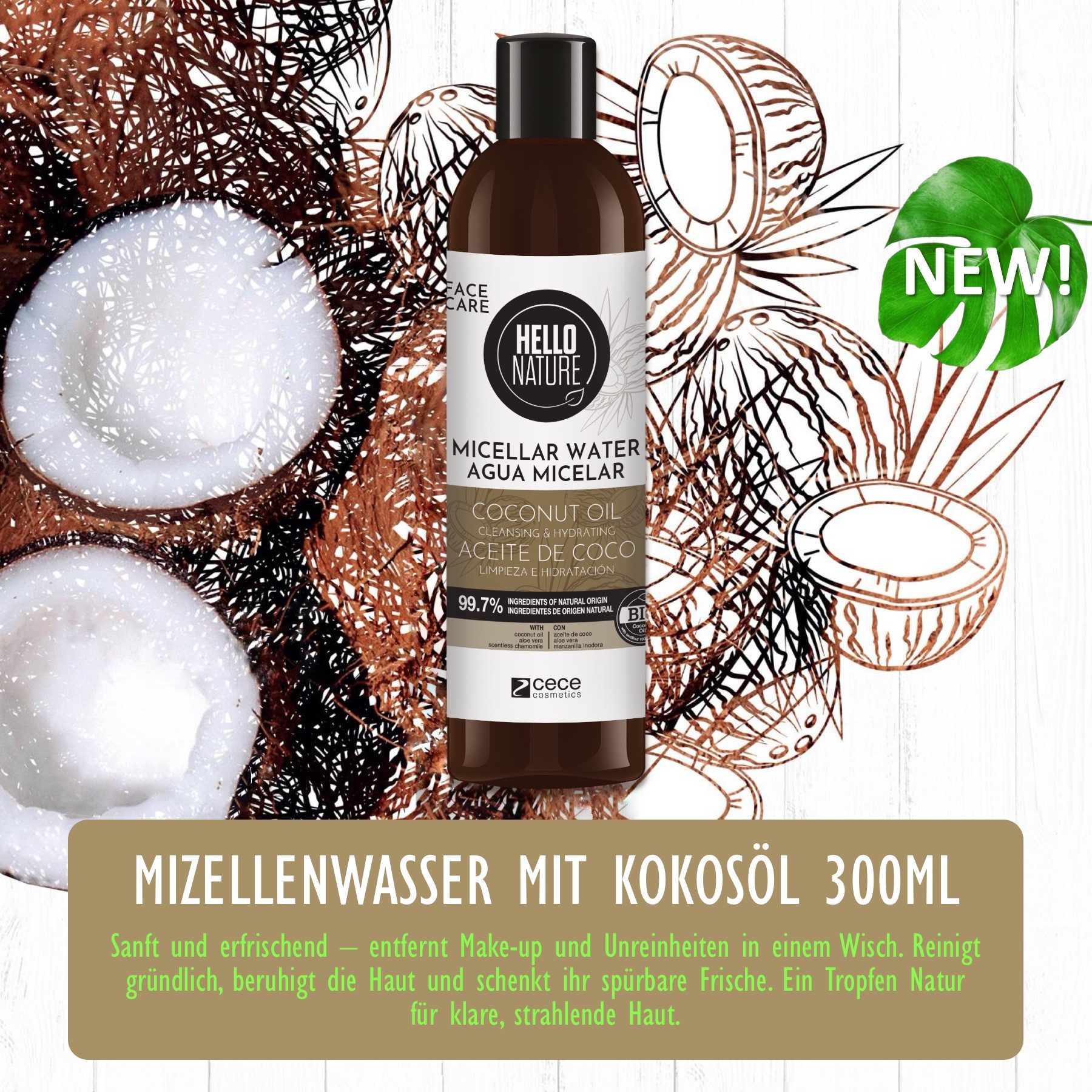 P-Beauty Cosmetic Accessories Gesichtswasser Mizellenwasser Gesicht Cleanser Gesichtsreinigung mit Kokosöl Bio, 3-tlg., Mizellenwasser, Gesichtspflege, Gesichtswasser, Make-up Entferner