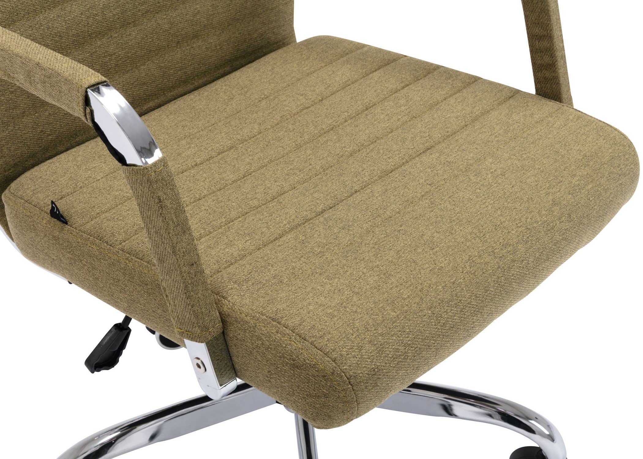 Chefsessel, 360° Rückenlehne XXL), mit und Stoff Sitzfläche: Bürostuhl Metall TPFLiving chrom drehbar bequemer grün Bürostuhl Gestell: Amadeus (Schreibtischstuhl, höhenverstellbar - Drehstuhl, -