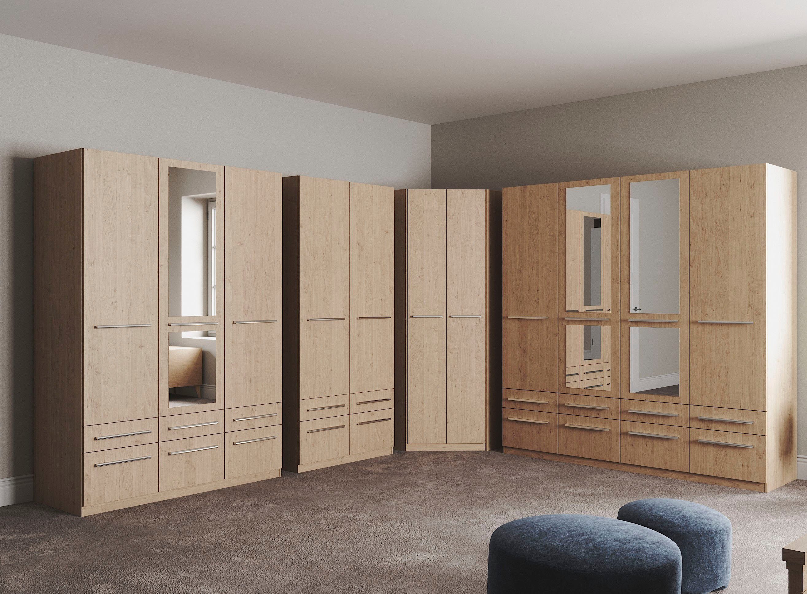 priess Kleiderschrank Schrank Garderobe Wäscheschrank Barcelona in 5 Breiten viel Stauraum, geräumige Schubkästen, mit Spiegel, MADE IN GERMANY – Bild 5 von 5