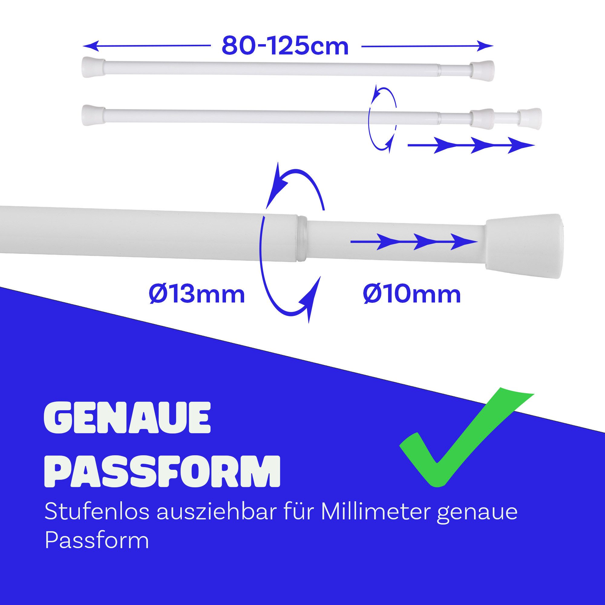 Bestlivings Spannstange ohne Bohren, Ø 13 mm, 1-läufig, ausdrehbar, klemmen günstig online kaufen