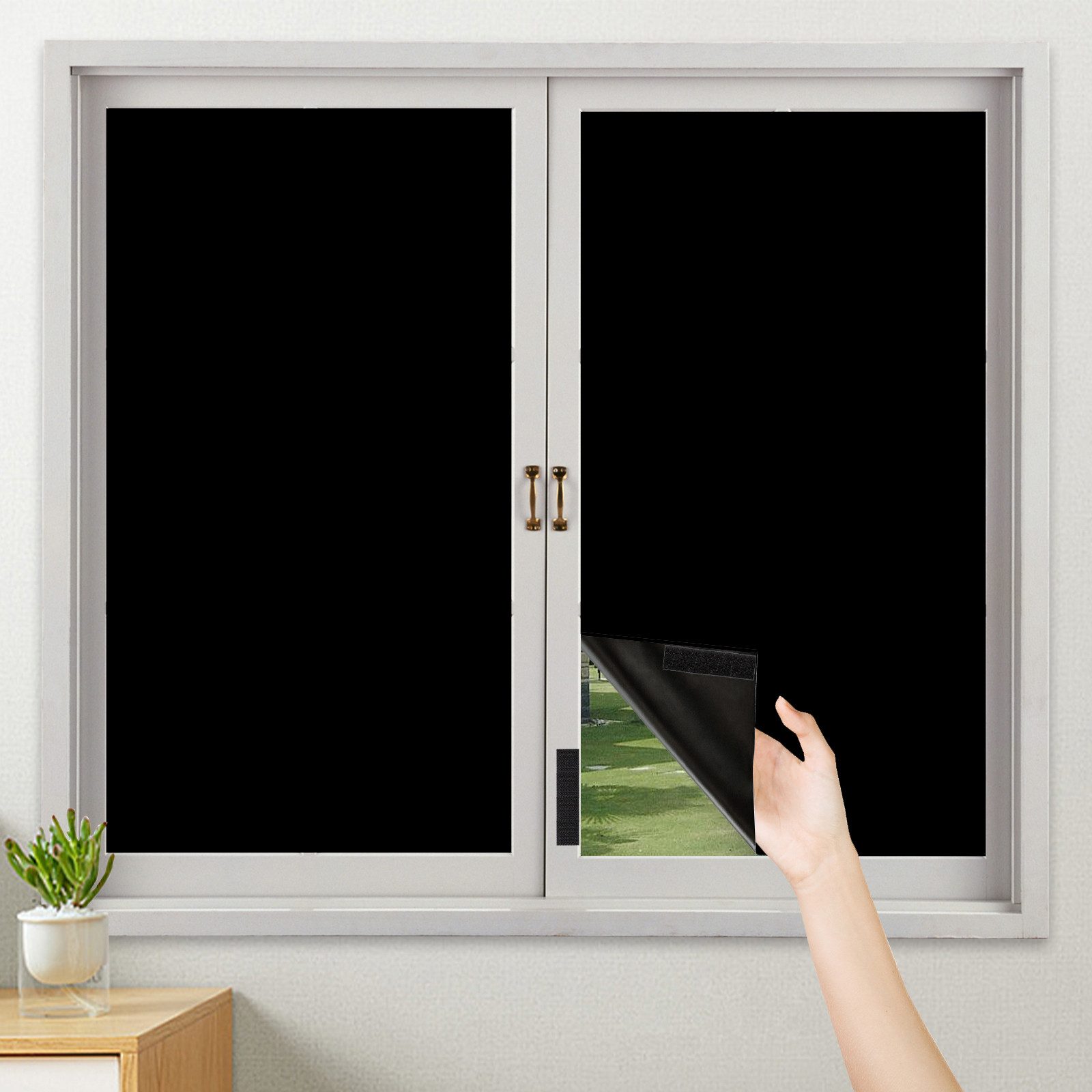 Verdunkelungsvorhang Fenster Verdunkelung 100% lichtundurchlässig, Schwarz Sonnenschutz, Jibenhome, Dachfenster Reise Verdunklungsrollo, Extra groß mit Magic Tape