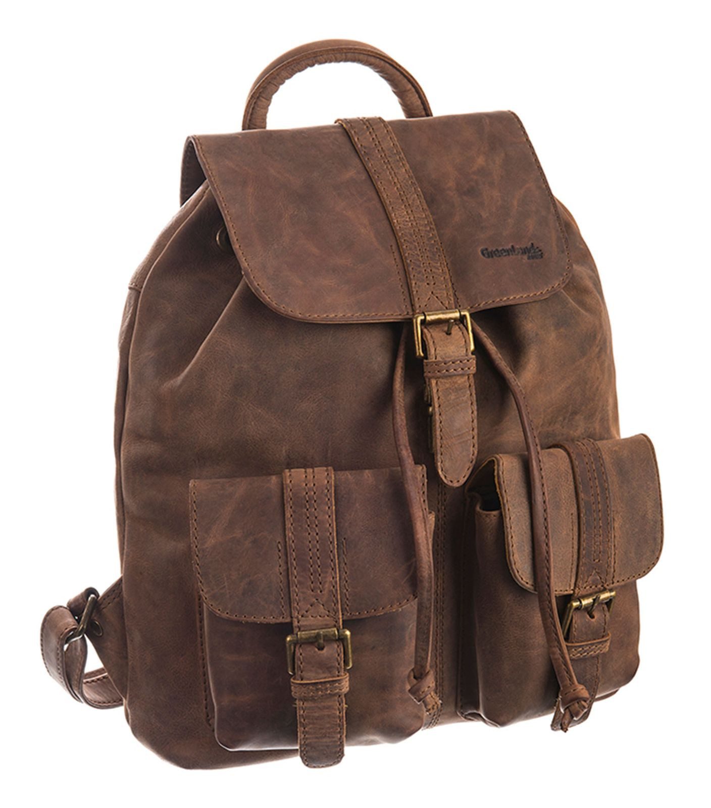 GreenLand Nature Rucksack Backpack, aus echtem Rindsleder
