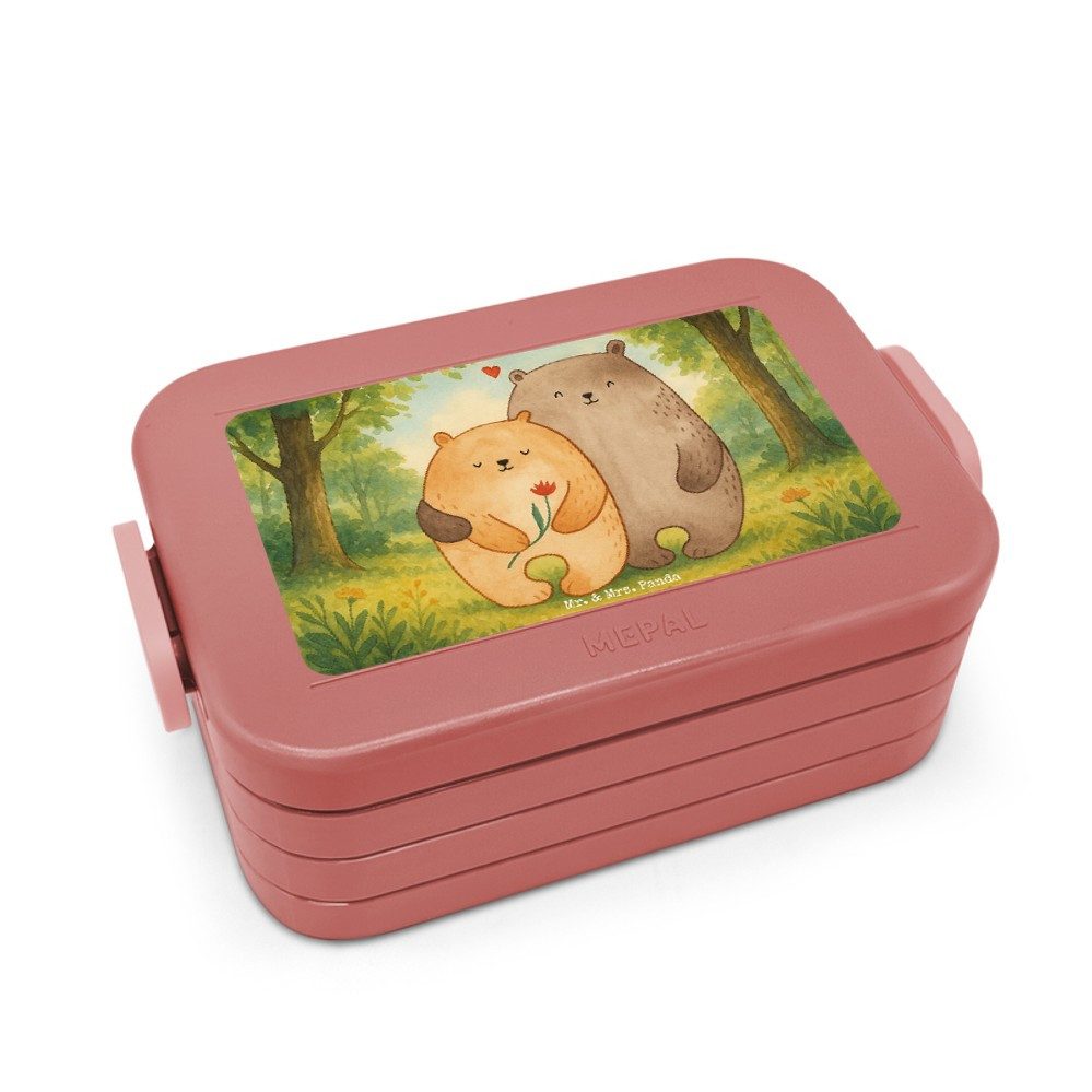 Mr. & Mrs. Panda Butterdose Bären Liebe Design, Bento Box, Rot Pastell, Lunchbox, Lebensmittelbeh, Polypropylen lebensmittelecht, (Packung), Liebesbeweis Freundin Liebe