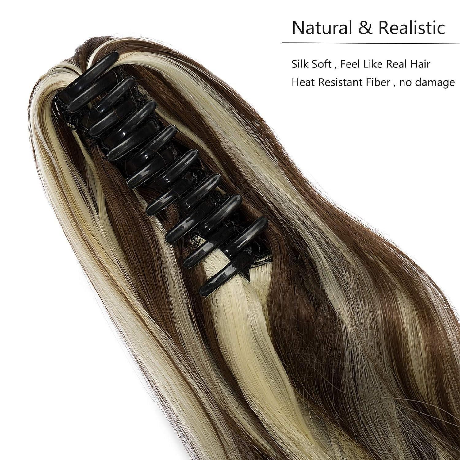 LuxusKollektion Kunsthaar-Extension Haar Extensions 45 cm 140g Chestnut Brown&Gebleichtes Blond
