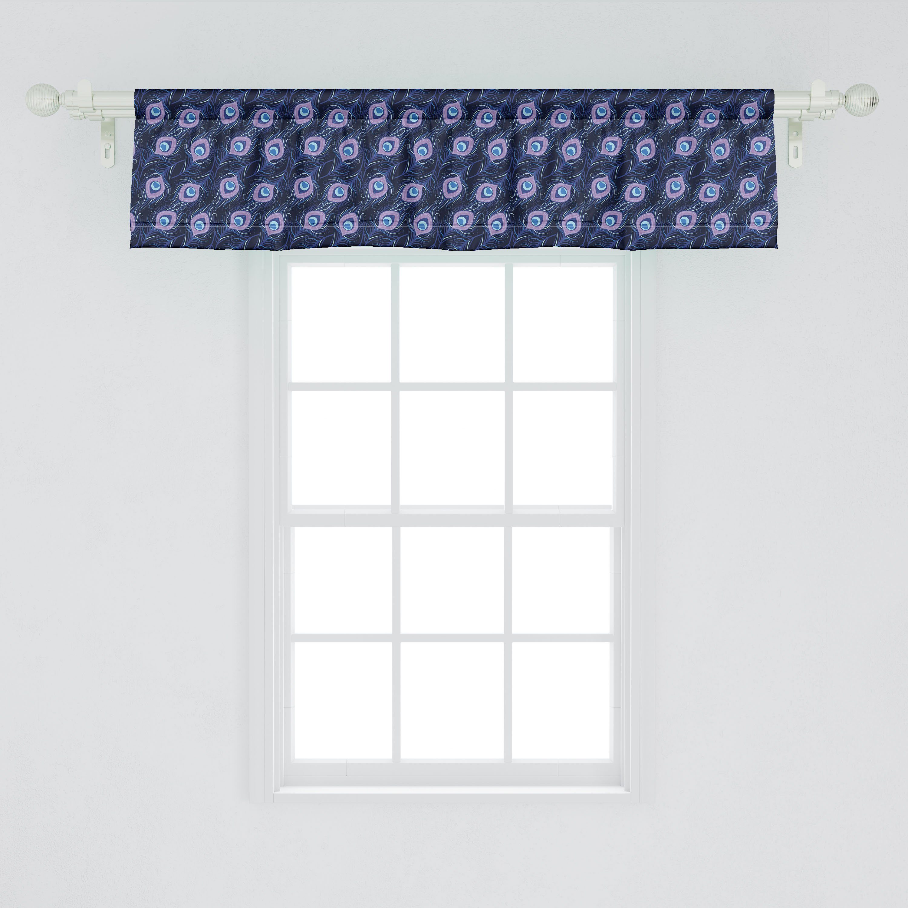 Moderne mit Vorhang Bohemian Küche Federn Microfaser, Stangentasche, für Pfau Dekor Abakuhaus, Schlafzimmer Scheibengardine Volant