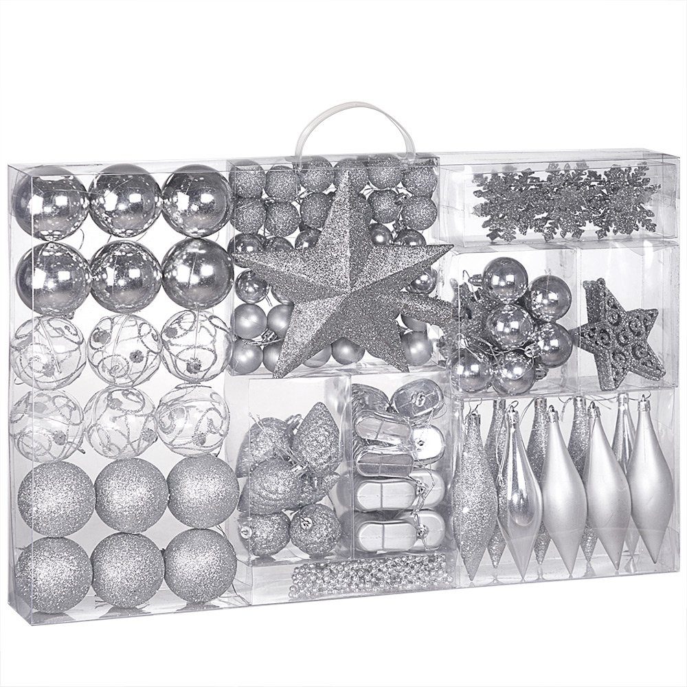 Casaria Weihnachtsbaumkugel (102 St), Weihnachtskugeln 102er Set Weihnachtsdeko matt glänzend glitzer