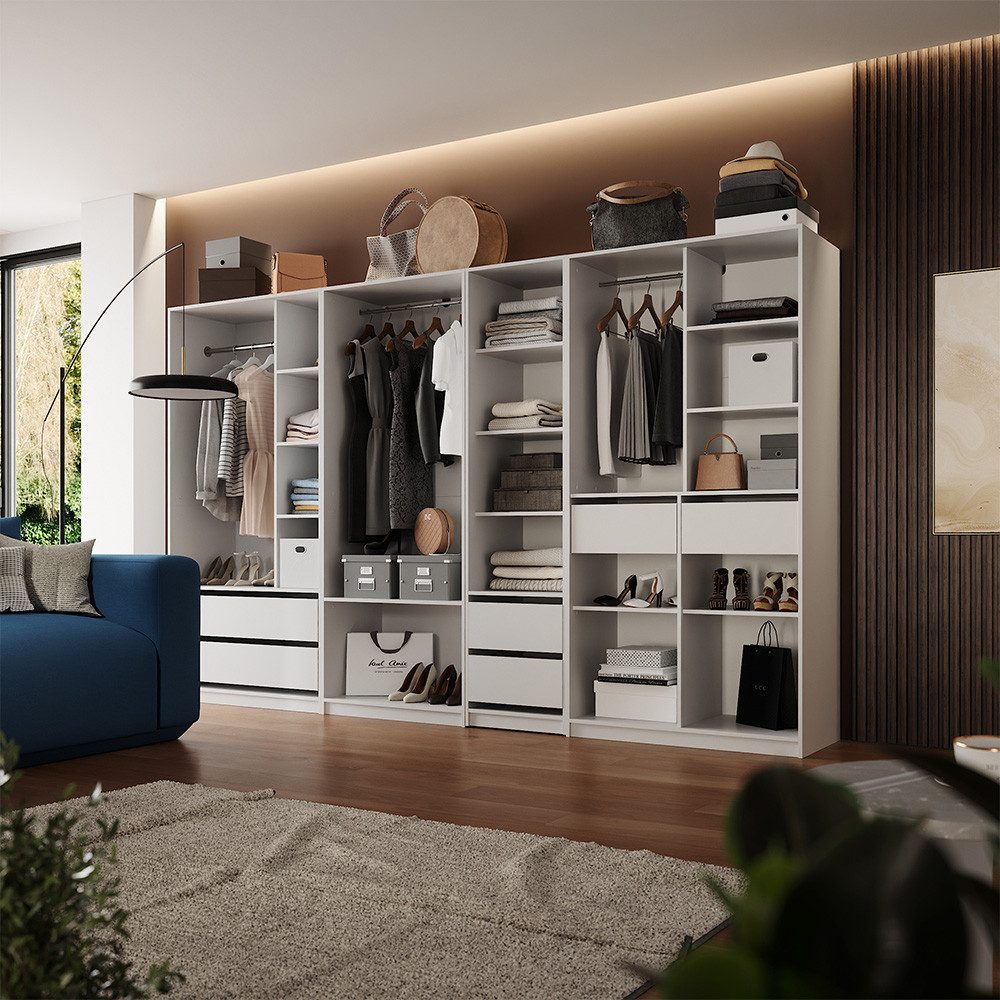 Vicco Kleiderschrank Elmo, Weiß, 50 x 200 cm 5er Set (5-St)