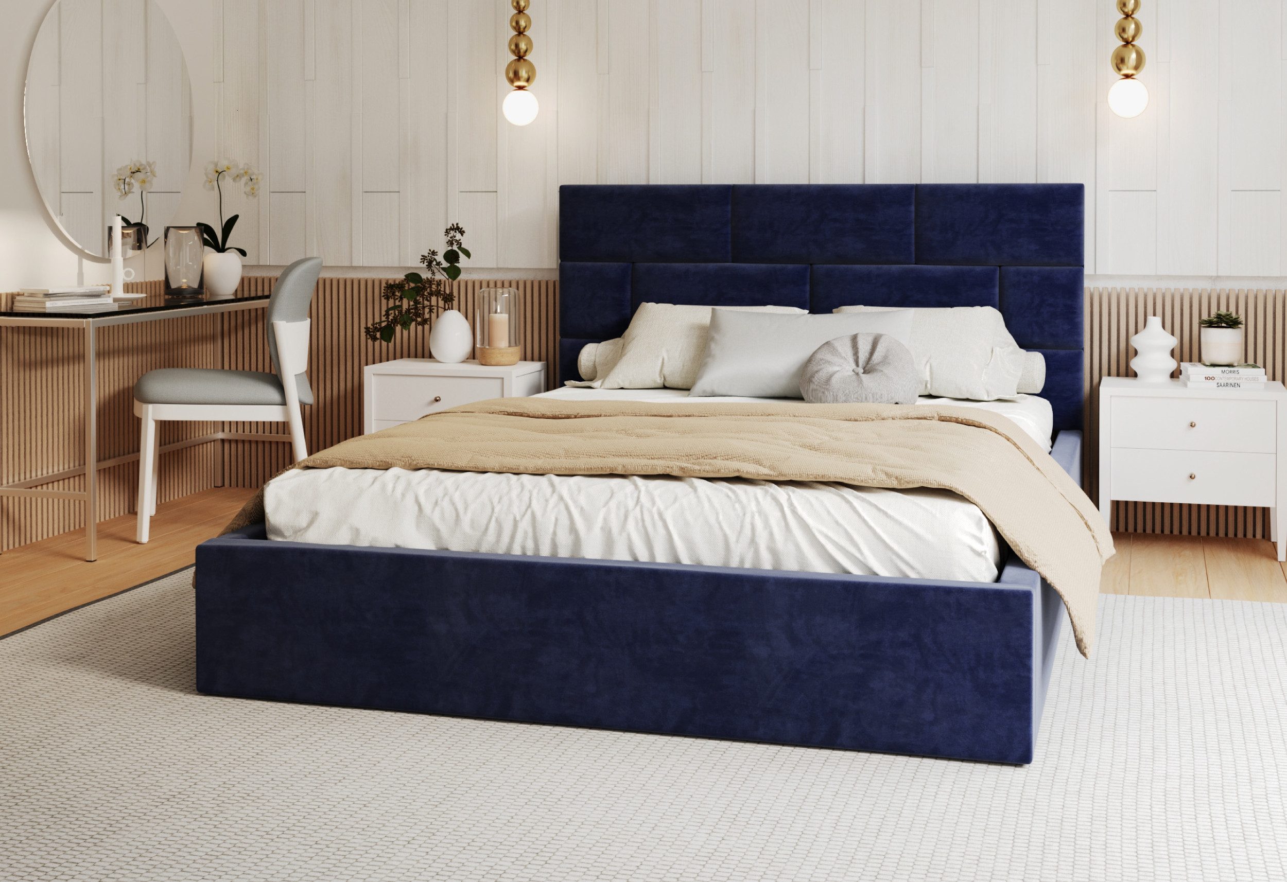 FDM Polsterbett ALA modern mit Bettkasten MADE IN EU - mit hochwertigem Paris Bezug (verfügbar 90x200 120x200 140x200 160x200 180x200cm, Bettrahmen, Bett, mit großen gepolsterten Kopfteil, mit Bettkasten zum aufklappen), Hebbarer Metallrahmen, Bettkasten, mit/ohne Matratze