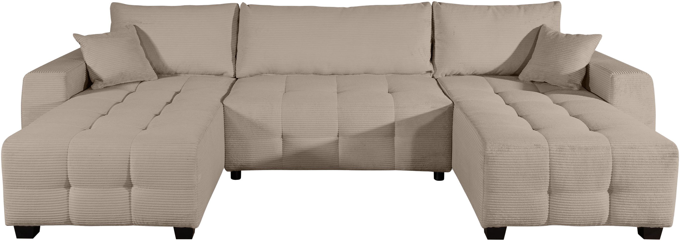 OTTO home Wohnlandschaft Bella U-Form, Breite 314 cm, Wonlandschaft, Schlaffunktion,Bonnelfederkern,Rückenkissen